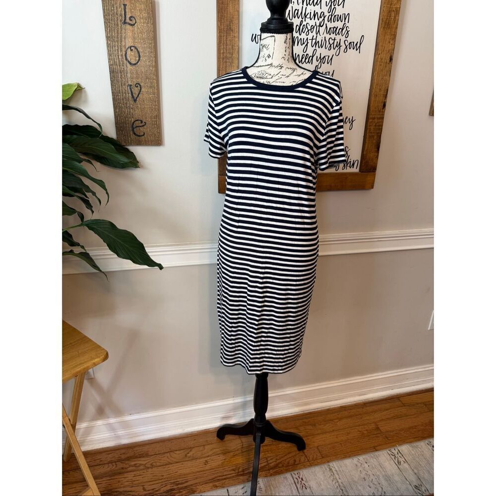 Michael Kors Women’s Striped Short Sleeve T-Shirt Dress Black White Size Medium